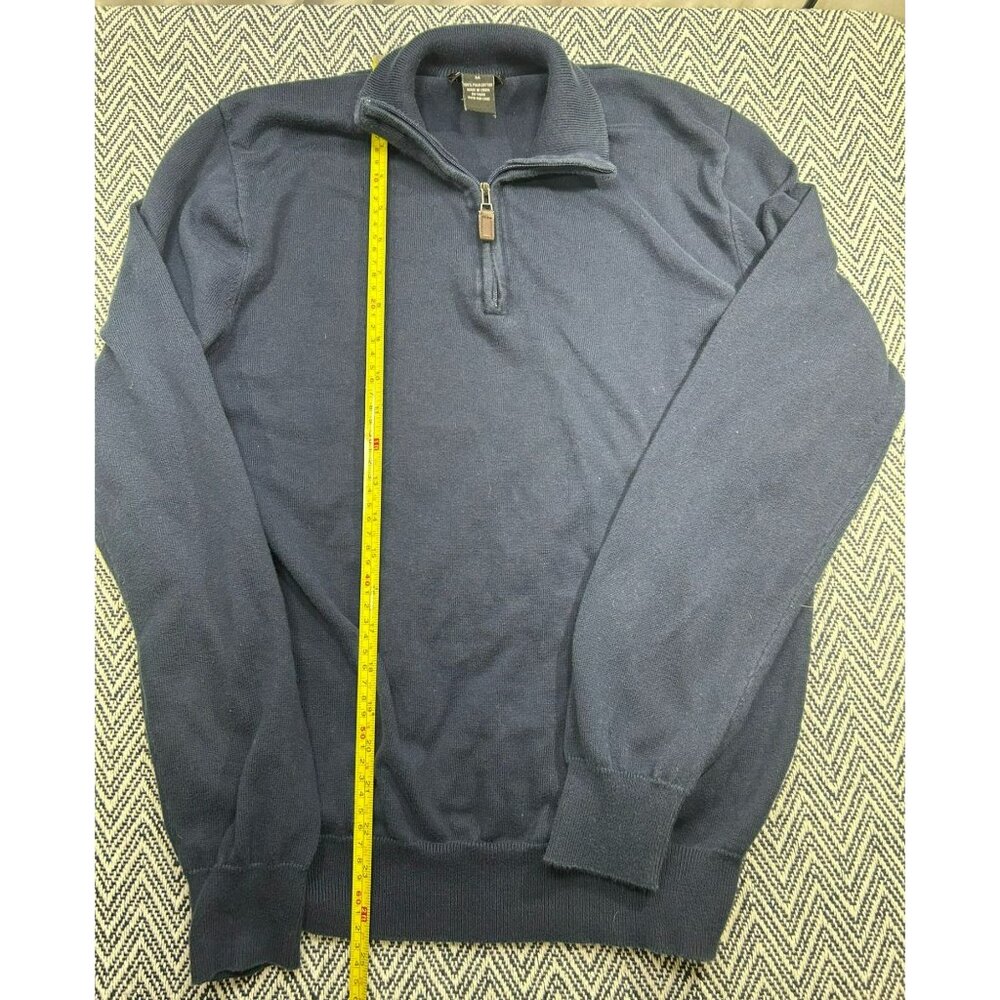 Jos A Bank Signature Collection 1/4 Zip Navy Pullover Sweater M Pima Cotton